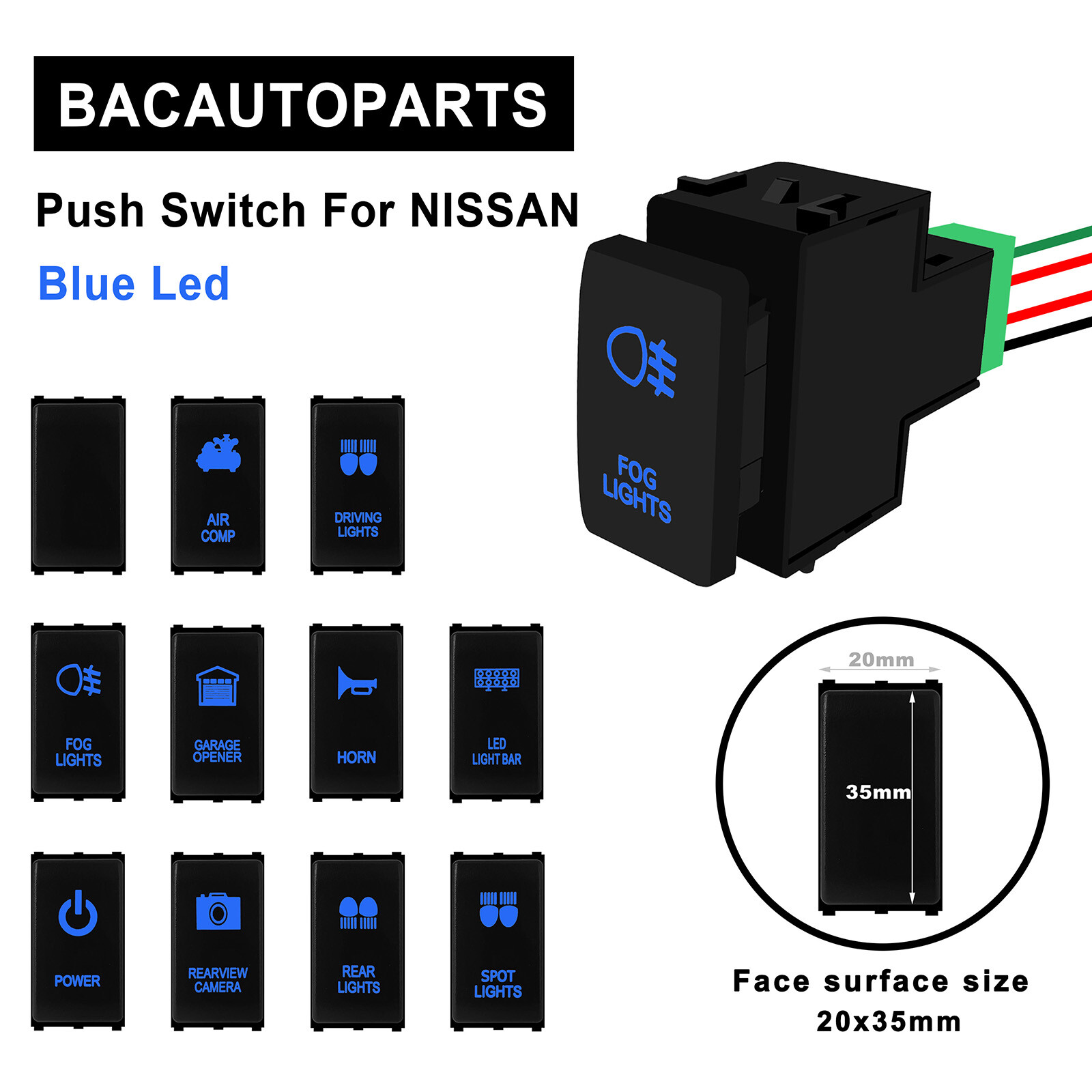 Blue Led Push Button Switch For Nissan Navara D40 X-Trail Pathfinder R51 Patrol