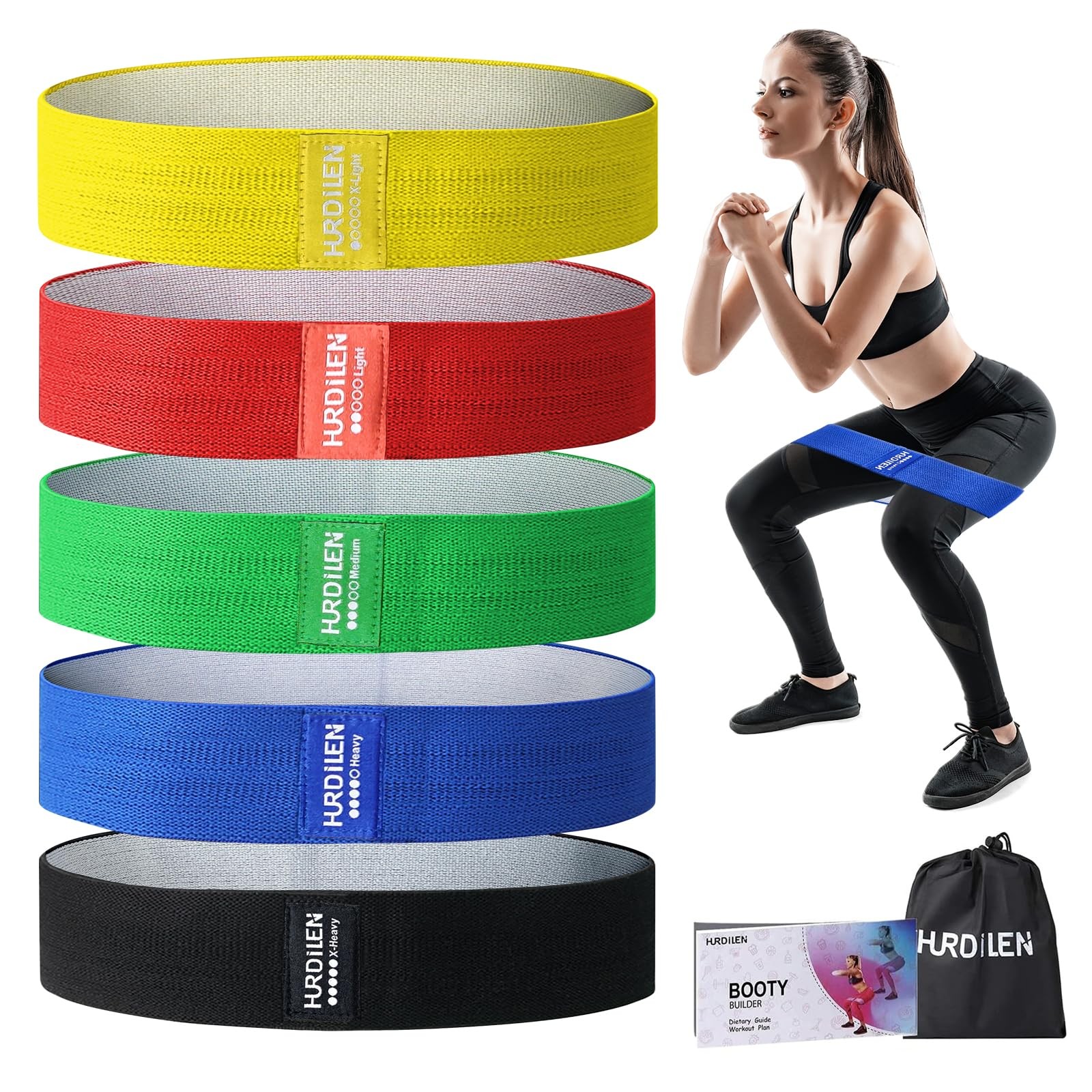 Hurdilen Resistance Bands Yellow Red Green Blue Black