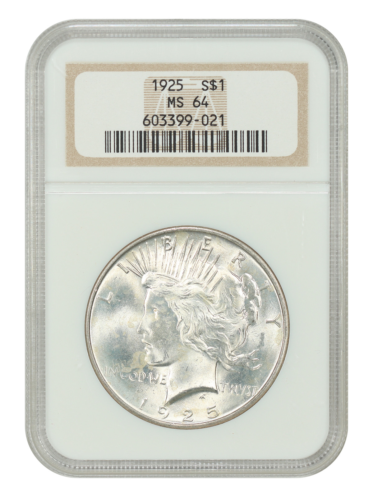 1925 $1 NGC MS64 - Peace Dollar - Popular Collector Date