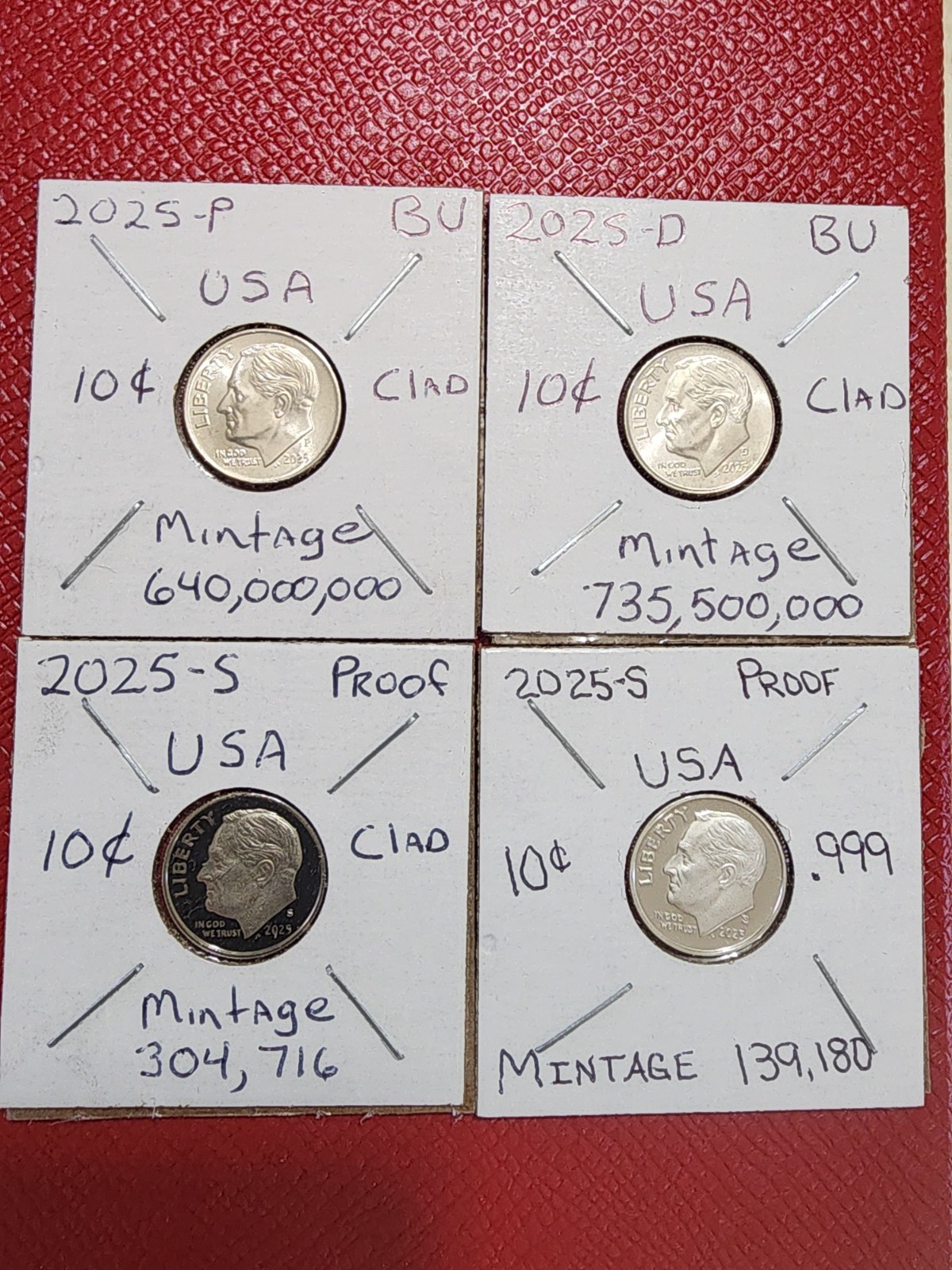 2025 PDSS Roosevelt Dime Set. Silver & Clad Proofs Plus P&D Uncirculated P D S S