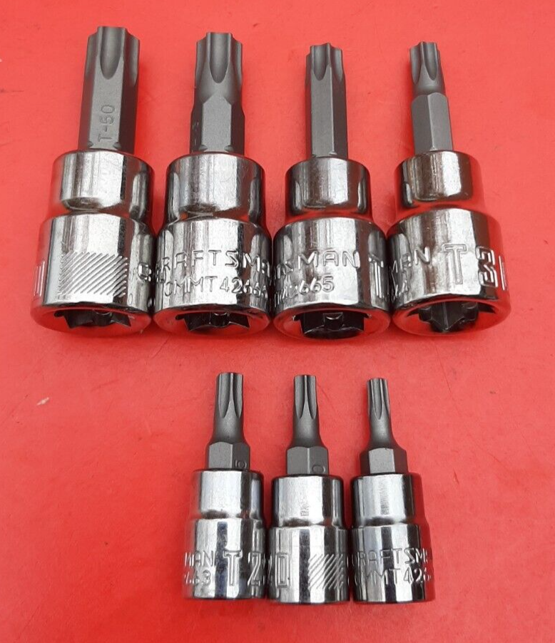 NEW CRAFTSMAN TOOLS 7 Piece 1/4 & 3/8" Drive Torx Star Bit Driver Socket Set