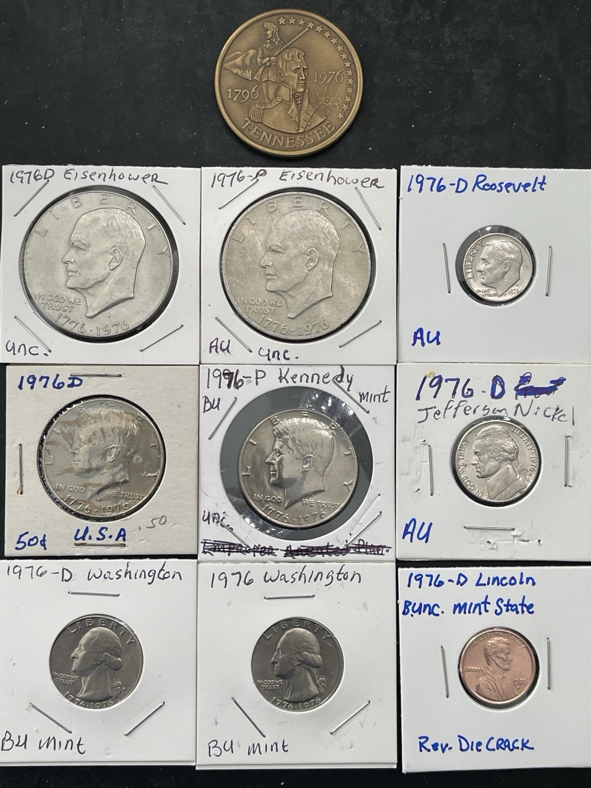 1976 BICENTENNIAL COMMEMORATIVE 10 COIN SET BEAUTIFUL UNCIRCULATED CONDITION