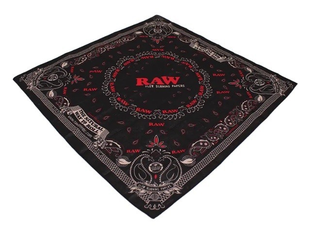 RAW Rolling Papers Black Bandana | RAWthentic 100% Cotton 21.5" X 21.5"