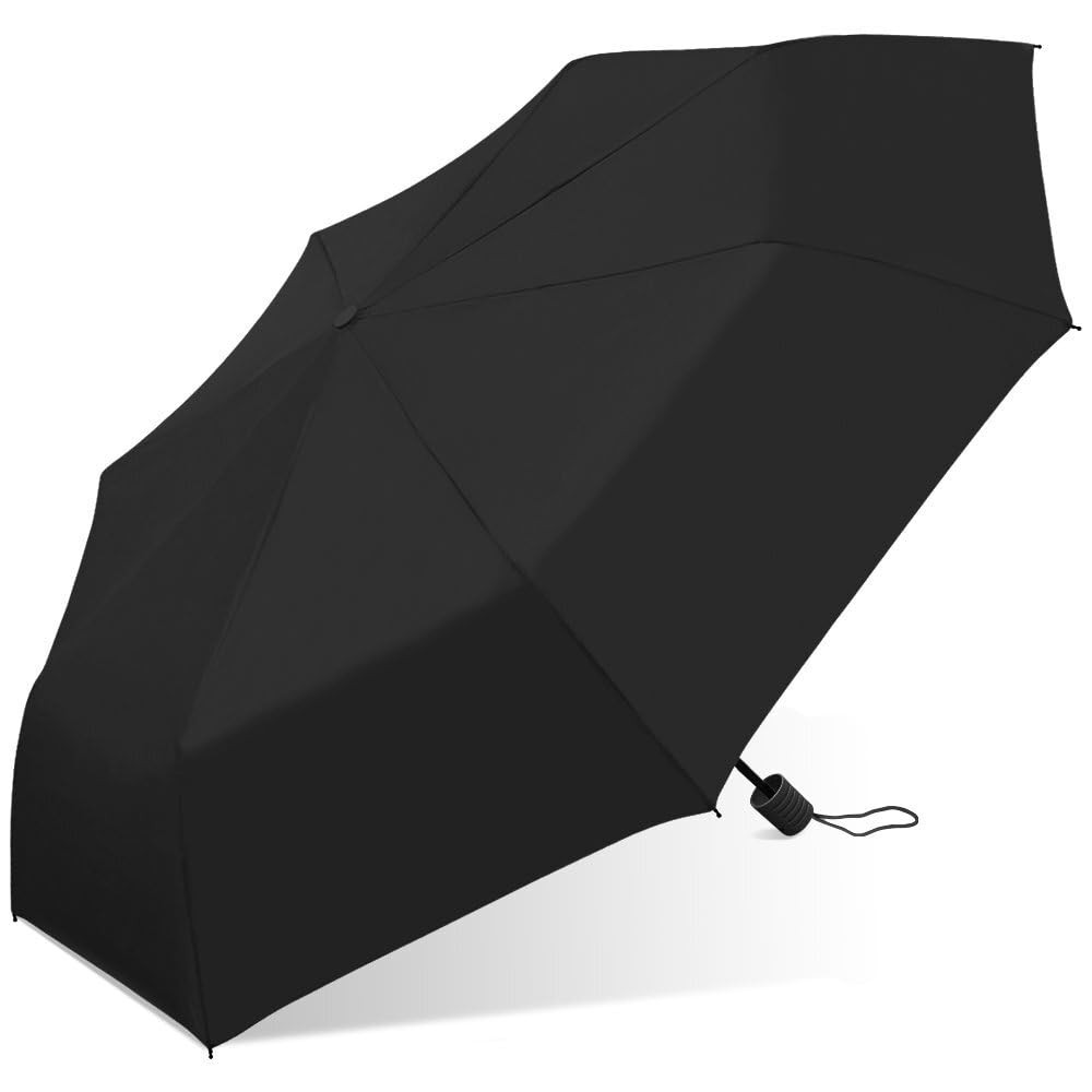 The Weather Station 42-Inch Auto Open Compact Folding Umbrella, 1-Pack, Black