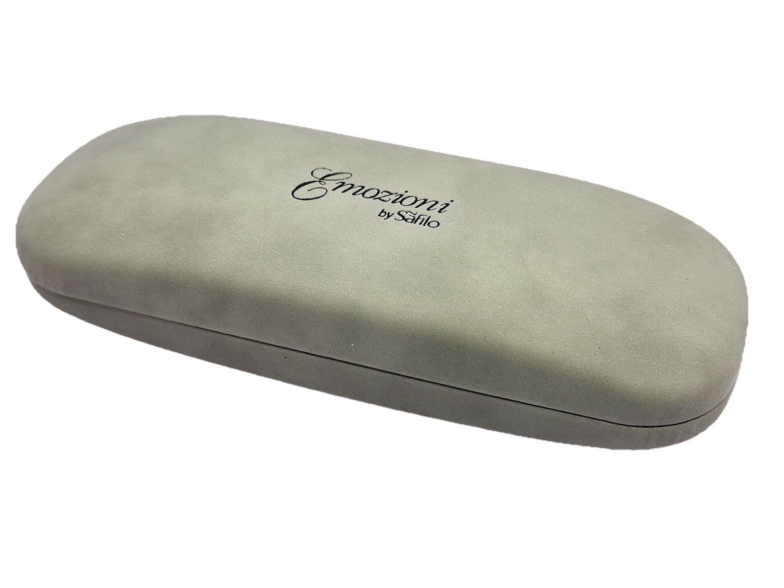 NEW Emozioni By Safilo Grey Hard Clamshell Eyeglass Case Spring Closure W Cloth