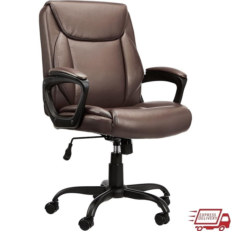 Adjustable Office Desk Chair W/ Comfortable PU Upholstery & Sturdy Base New