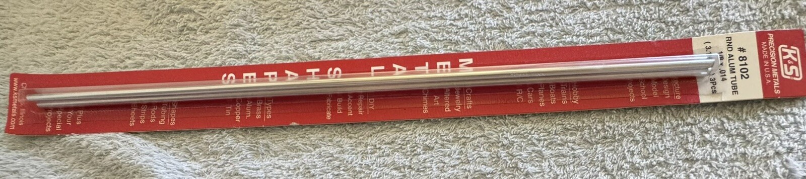 K&S K & S 8102 Round Aluminium Tube (pack of 3) 1/8"(3.18mm) x 0.014" x 12" #598