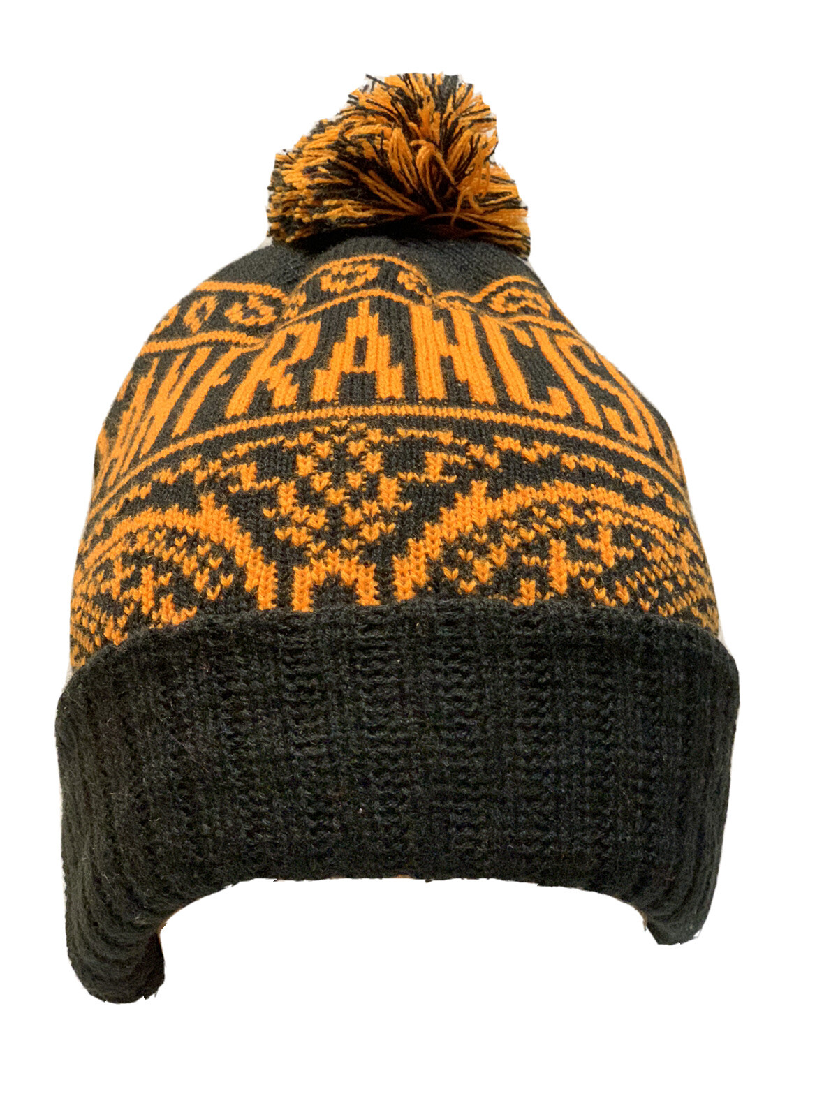 Brand New San Francisco Pom Cuffed Beanie-Black / Orange