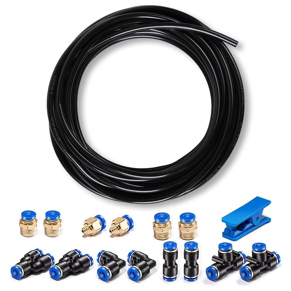 Pneumatic Tubing Black Pu Air Hose Pipe Tube Kit 6mm Od 4mm Id 39.4ft/12 Meter F