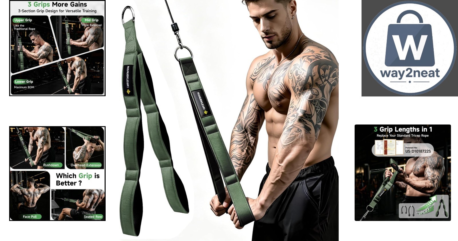 Customizable Tricep Pull Rope with Neoprene Handles for Safe, Effective Training