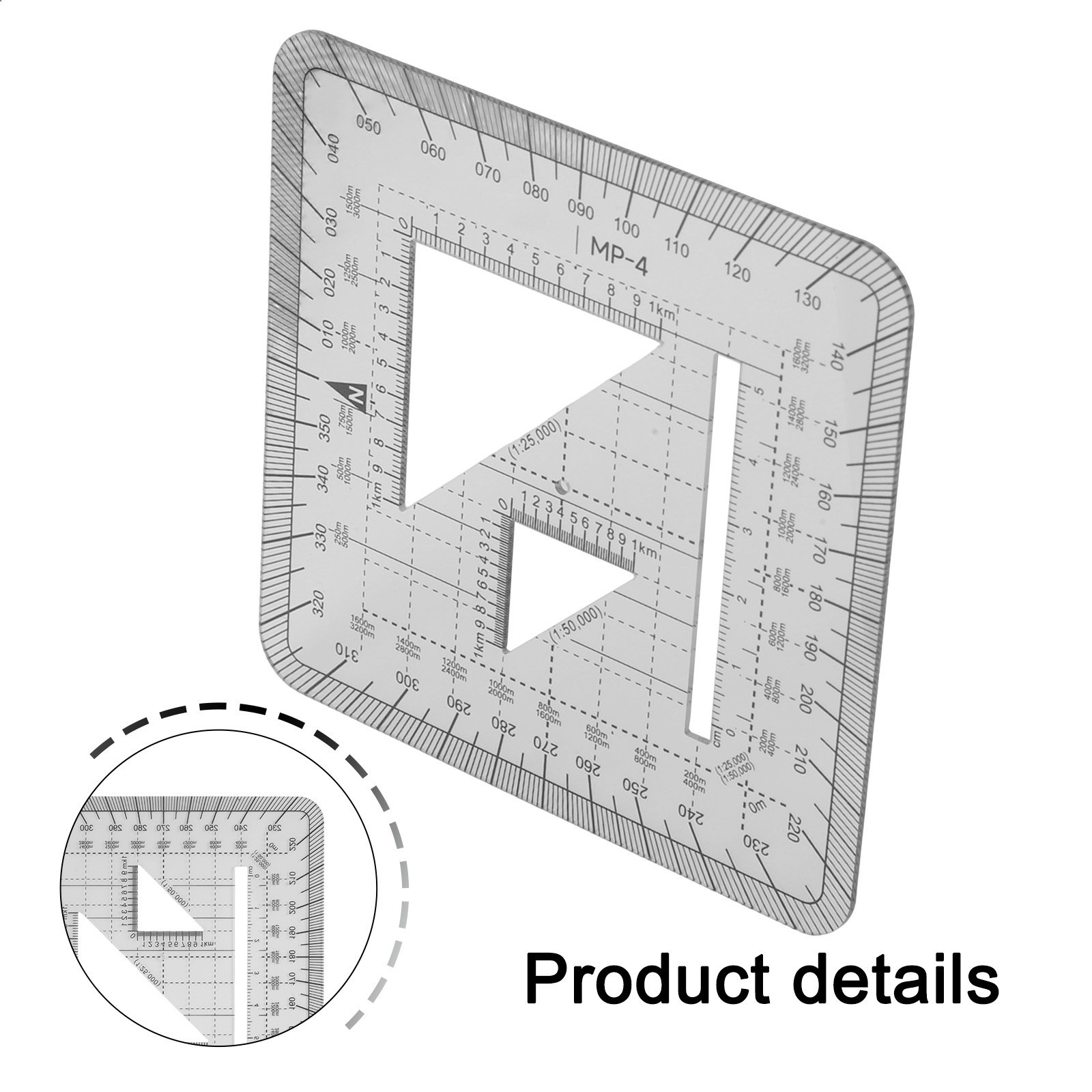 10 x 10cm Grid Protractor for Efficient Map Navigation and Measurement