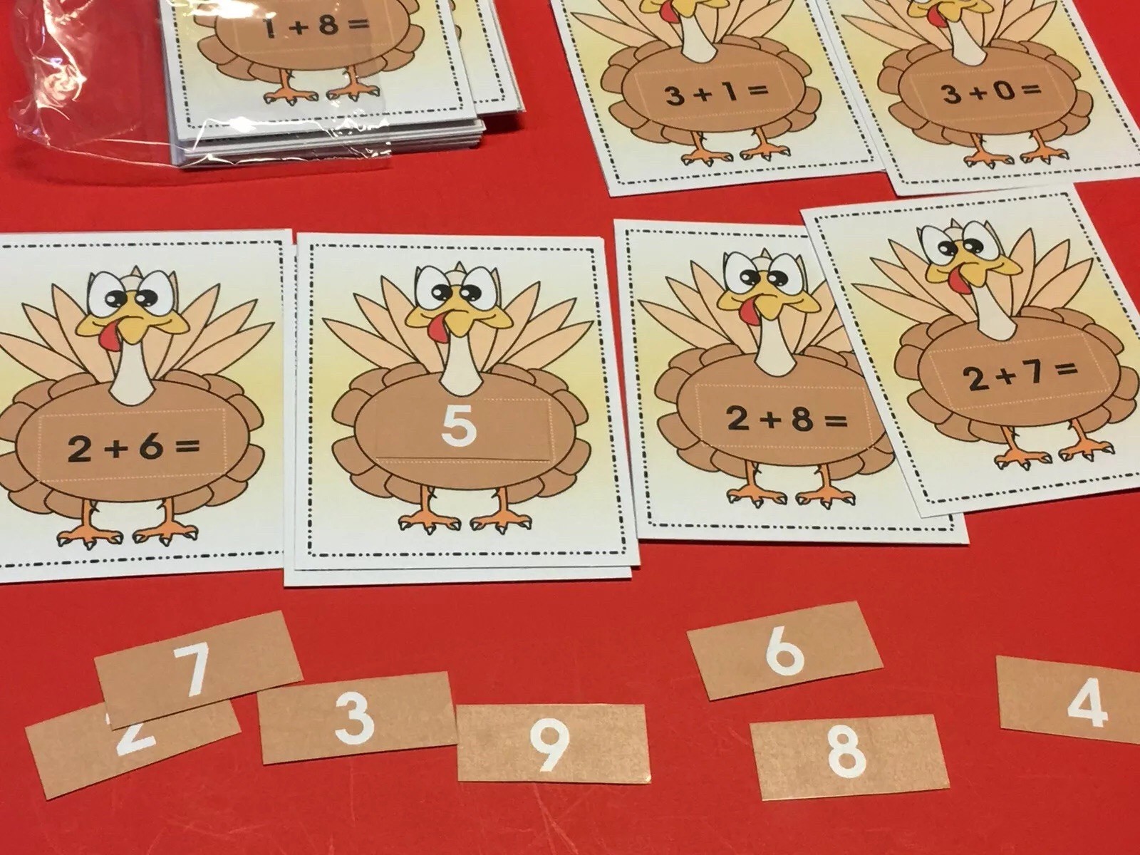 Thanksgiving Turkey - Addition Facts -  42 Laminated Activity Cards