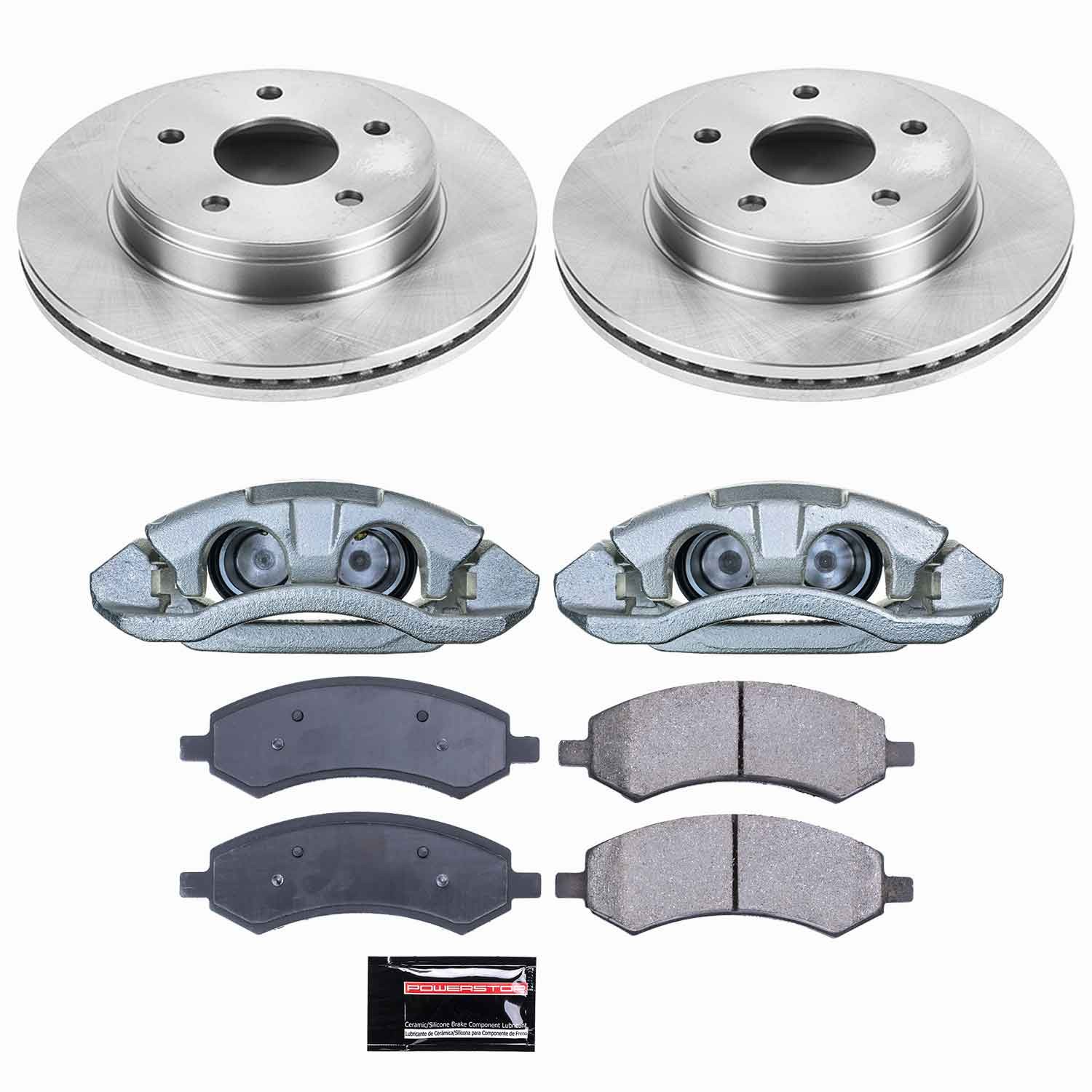 PowerStop OE Stock Replacement Low-Dust Ceramic Brake Pad, Rotor and Caliper Kit