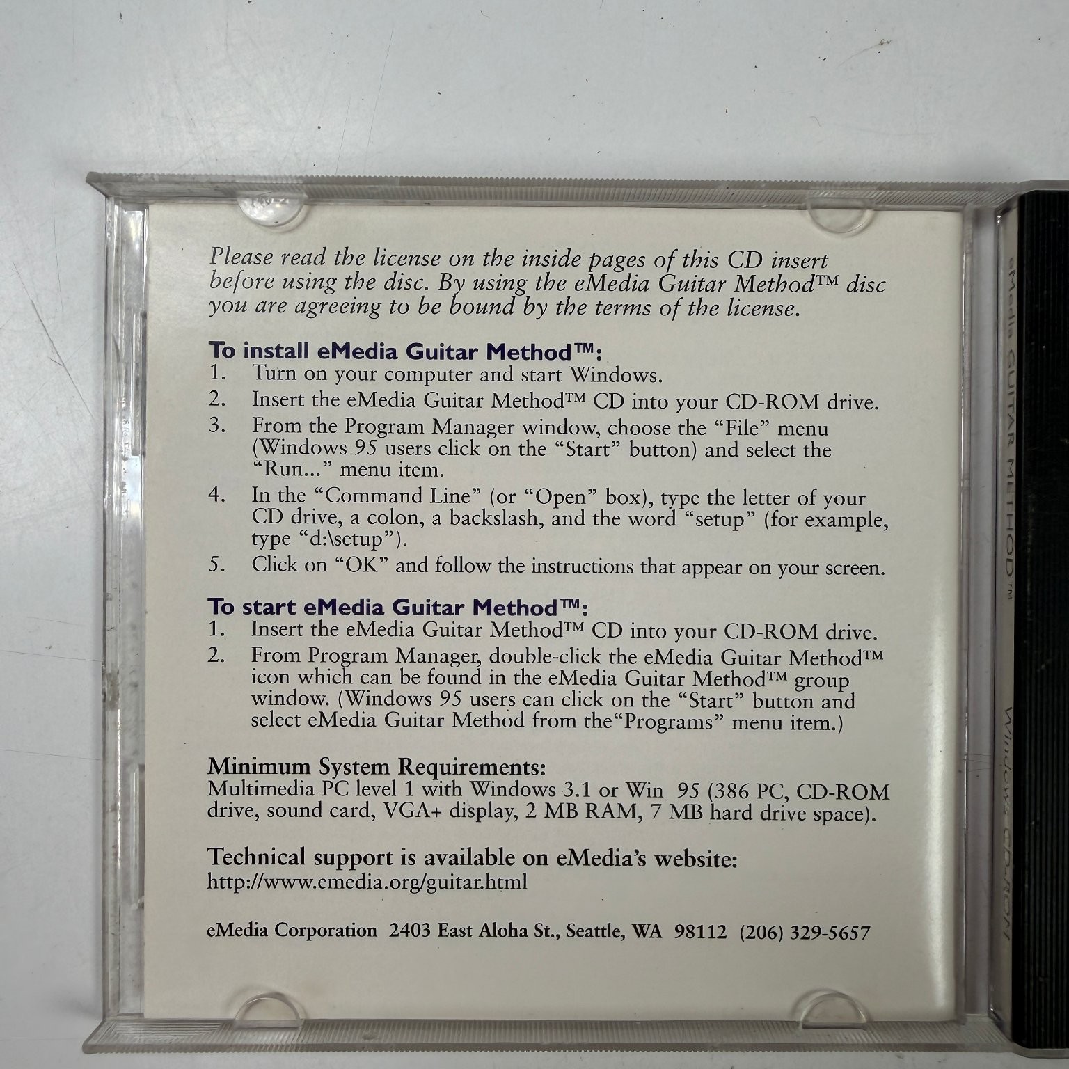 eMedia GUITAR METHOD Software Windows CD-ROM Learn Guitar 1995