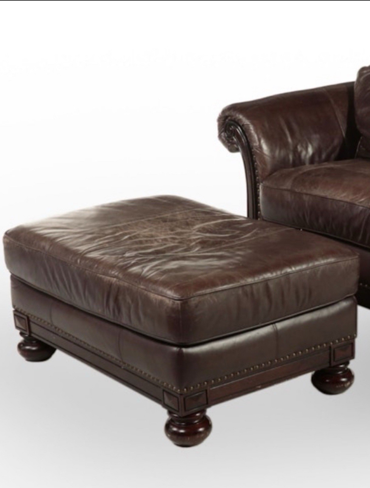 Bernhardt Ottoman - Bench Brown Leather, Used