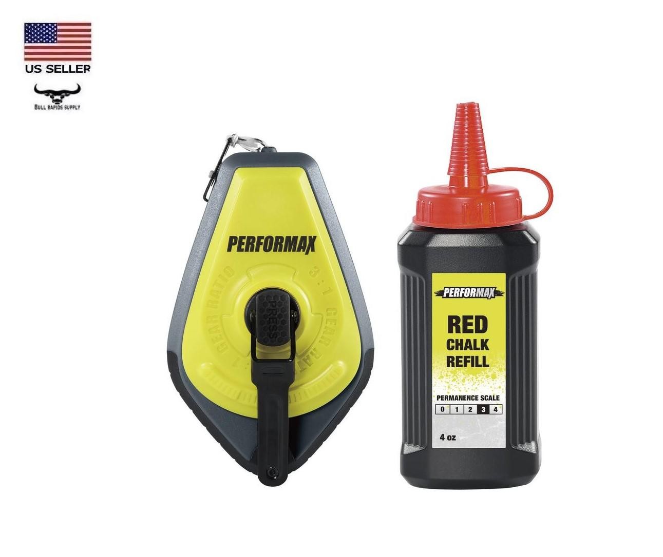 100' 3:1 Gear Ratio Chalk Reel with 4oz. Red Chalk Powder
