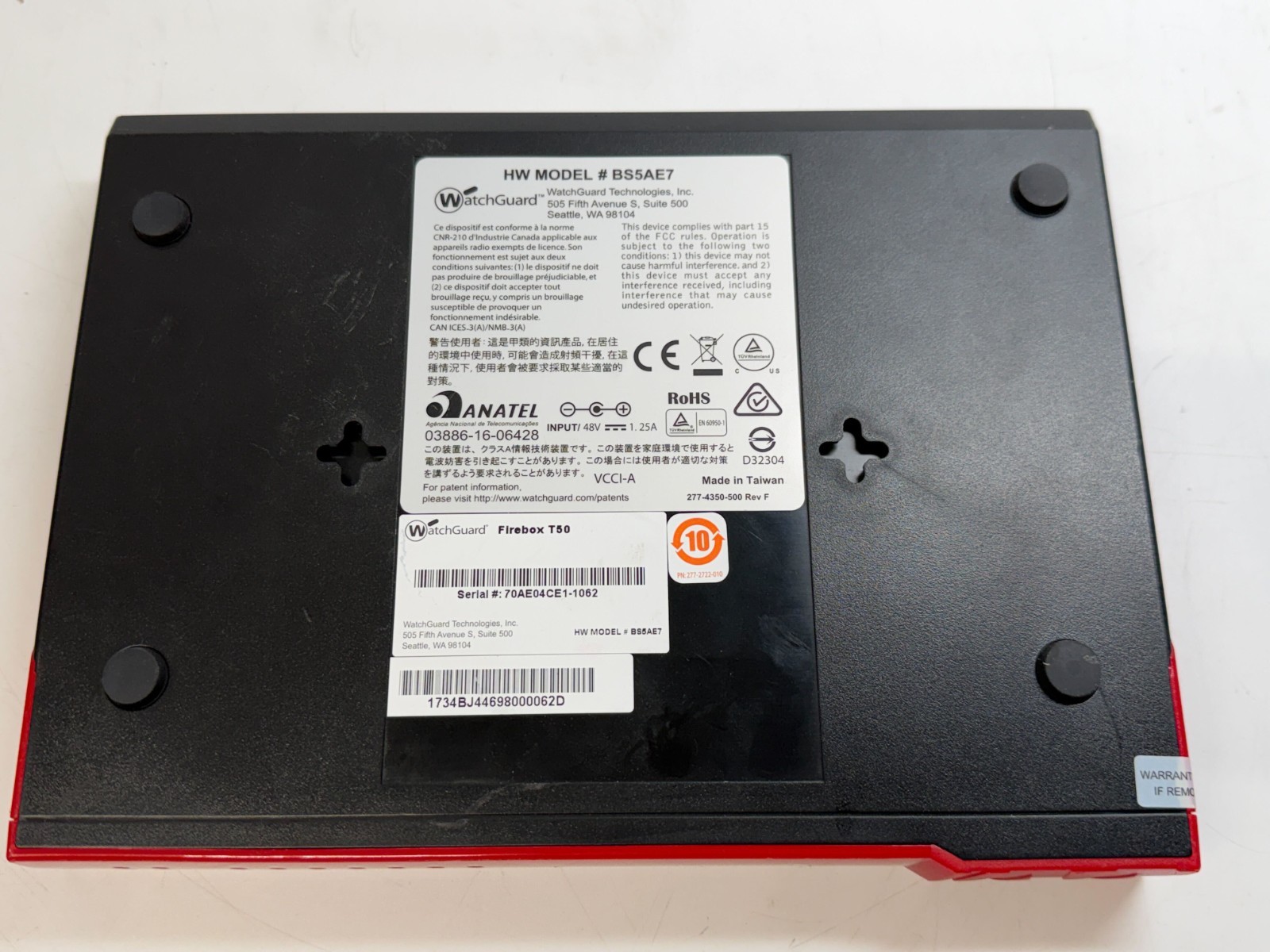 WatchGuard Firebox T50-W Hardware Network Security Firewall Appliance (BS5AE7W)