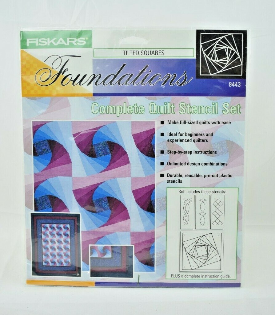Fiskars Foundations Tilted Squares 8443 Complete Quilt Stencil Set (New)