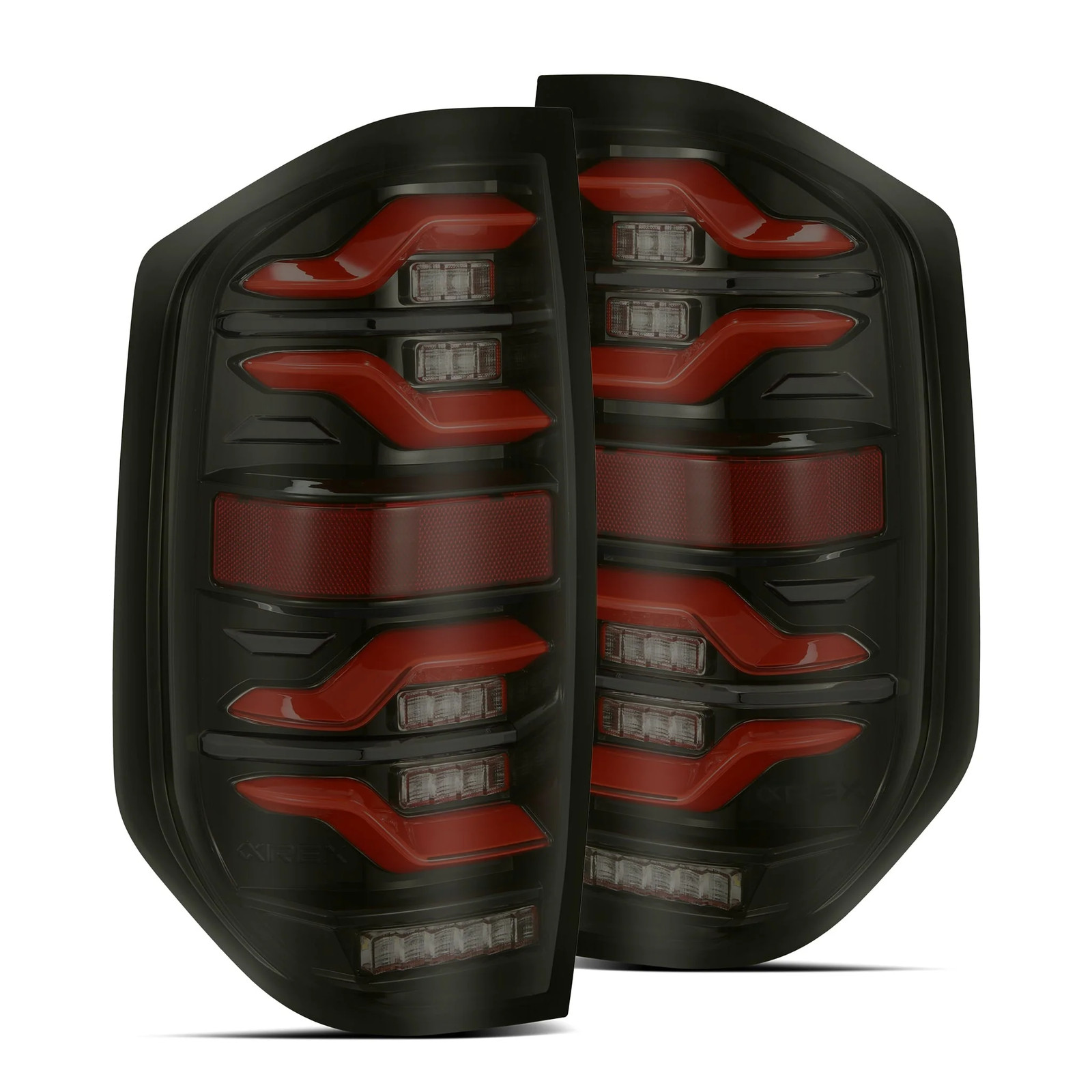 AlphaRex LUXX-Series LED Tail Lights Black-Red For Toyota Tundra (14-21)