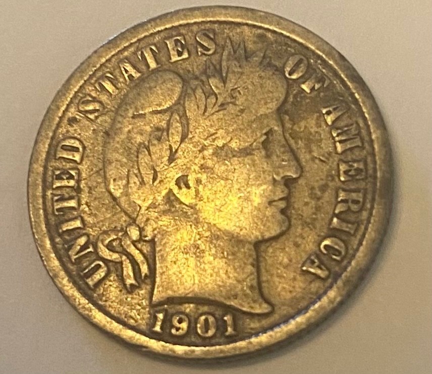 1901-s Barber dime  fine all 7 letters of liberty books for $500