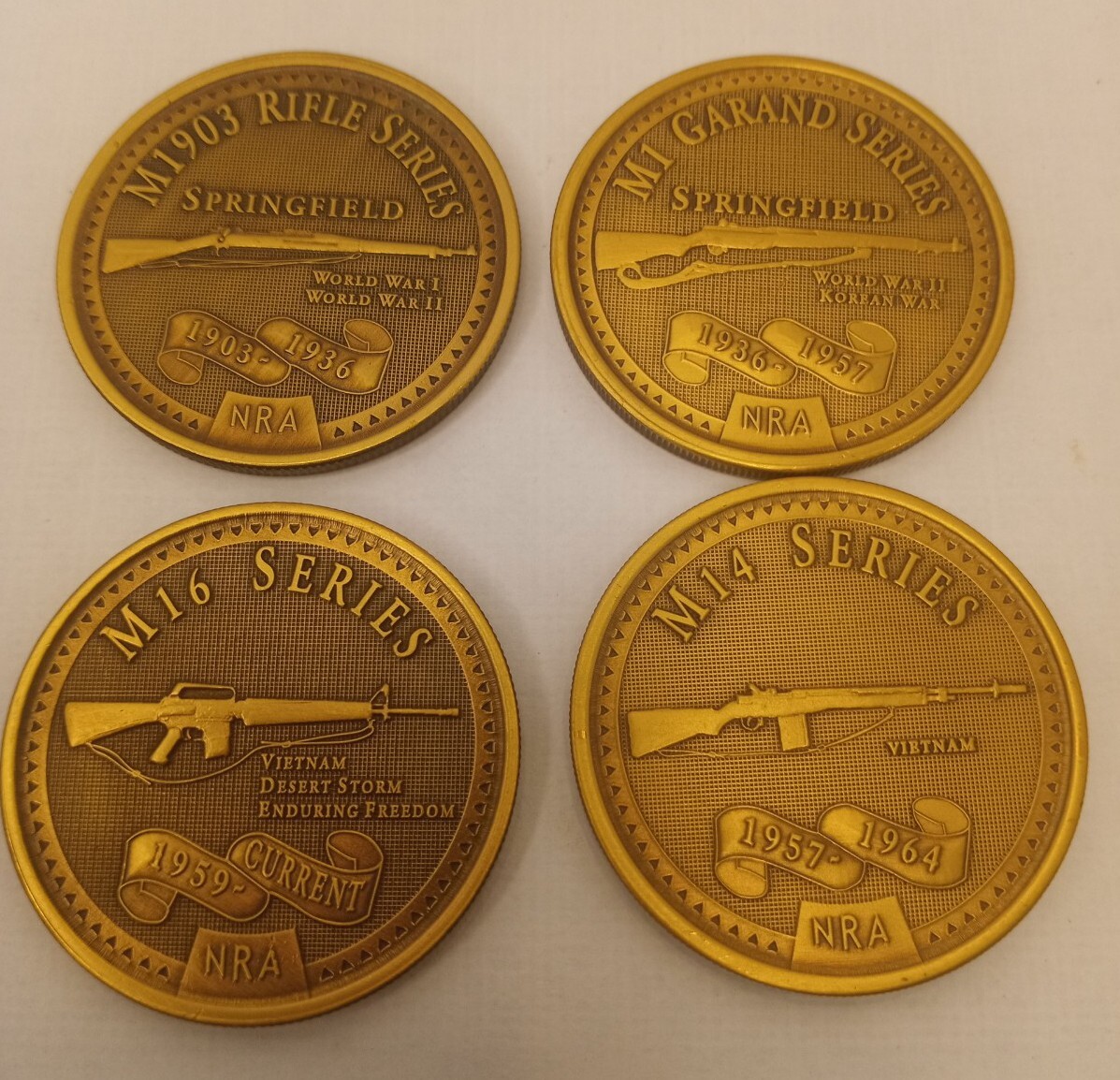 NRA Coins World War I II, World War II,Vietnam,desert Storm 4pc  1936 57 59 64