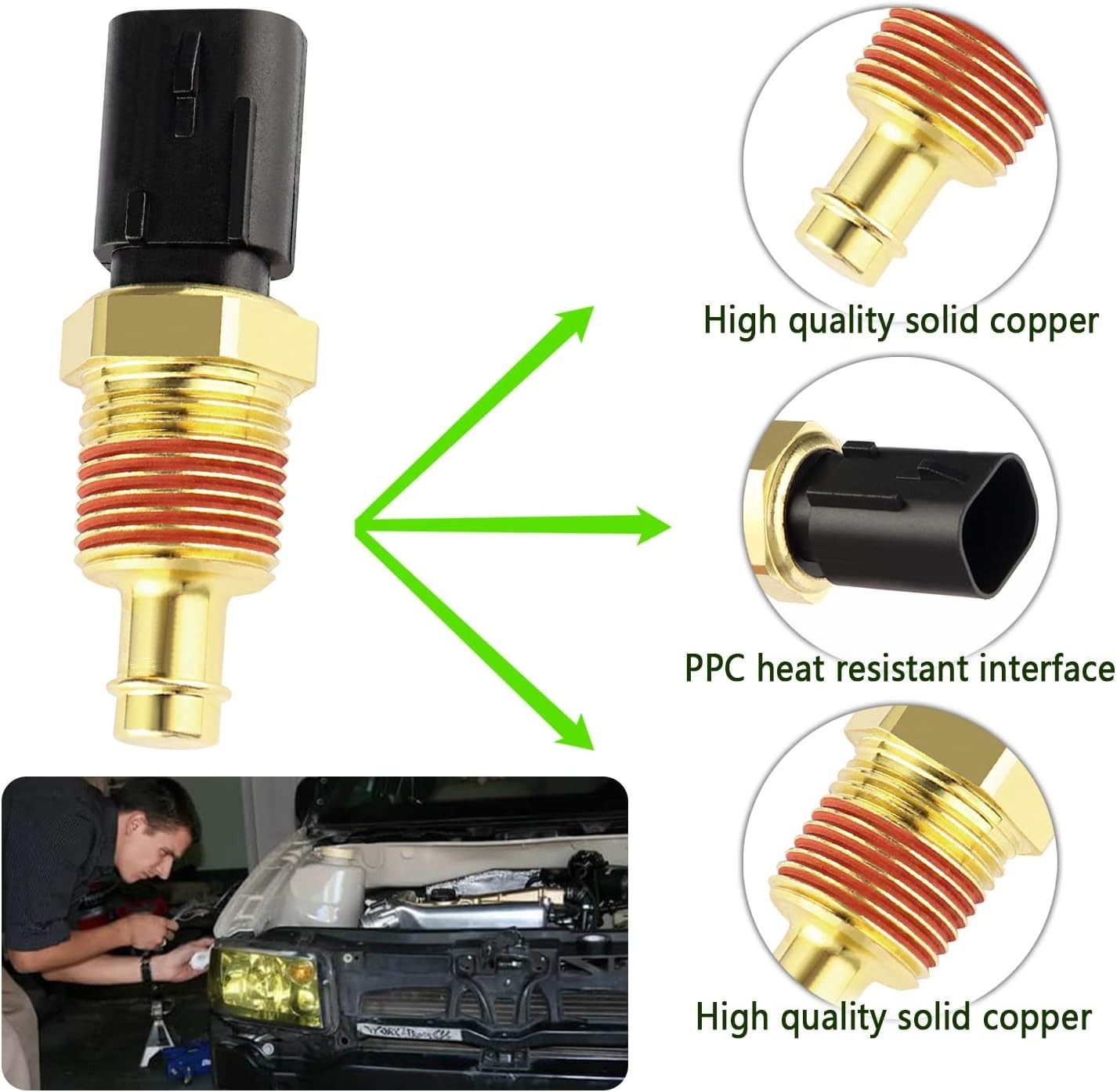 Engine Coolant Temperature Standard Coolant Temp Sensor Compatible with Chrys...