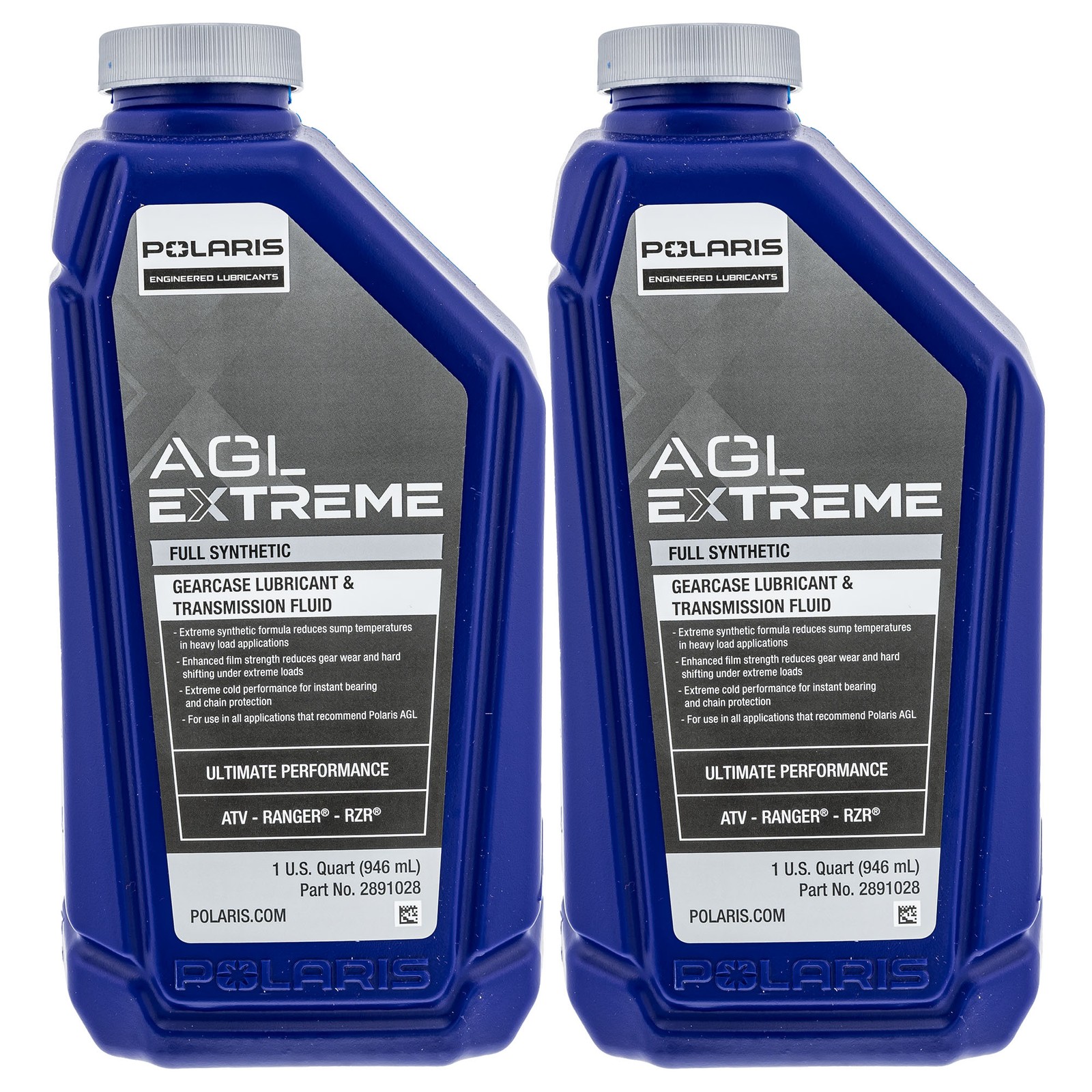 Polaris 2891028 AGL Extreme Synthetic Gearcase / Transmission Oil 1 Quart 2 Pk