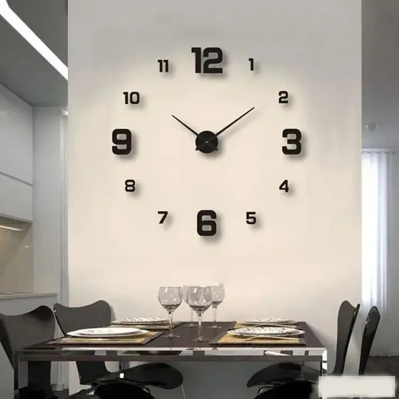 DIY Frameless Wall Clock Silent Large 3D Wall Decor Living Room Office