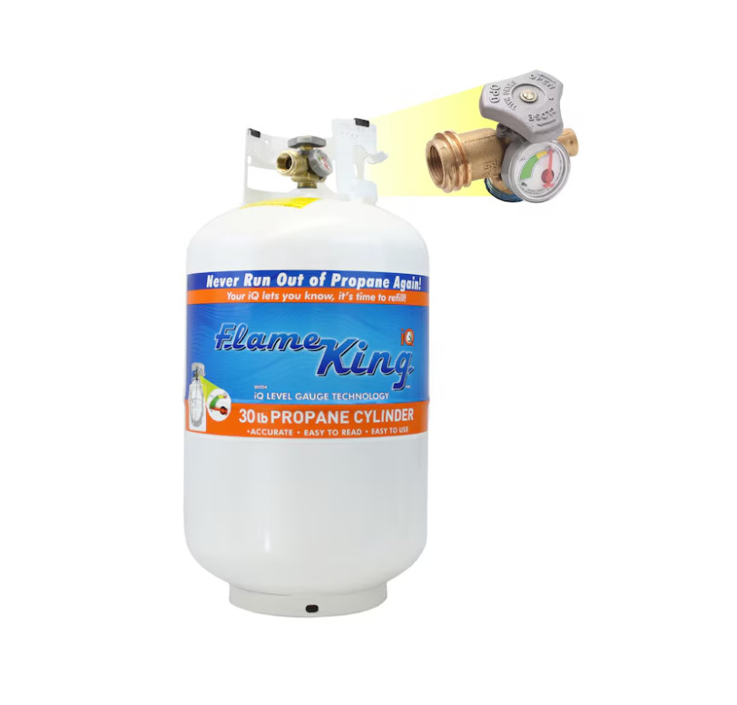 Flame King 30LB Empty LP Cylinder, OPD Valve Built-in Gauge Steel Propane tank