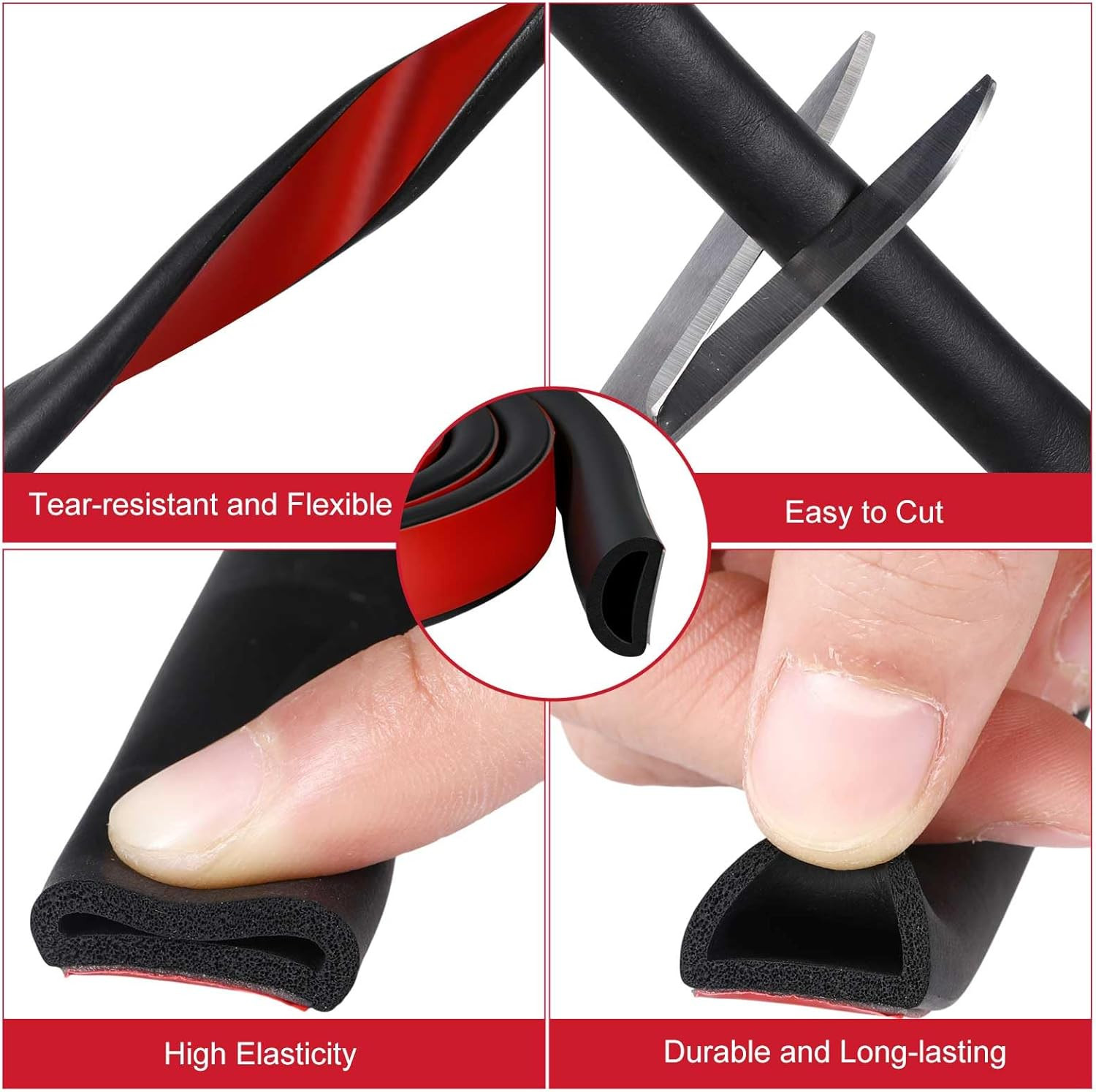 13ft Foam Rubber D Shape Seal Strip 0.75" W x 0.38" H Self Adhesive EPDM Rubb...