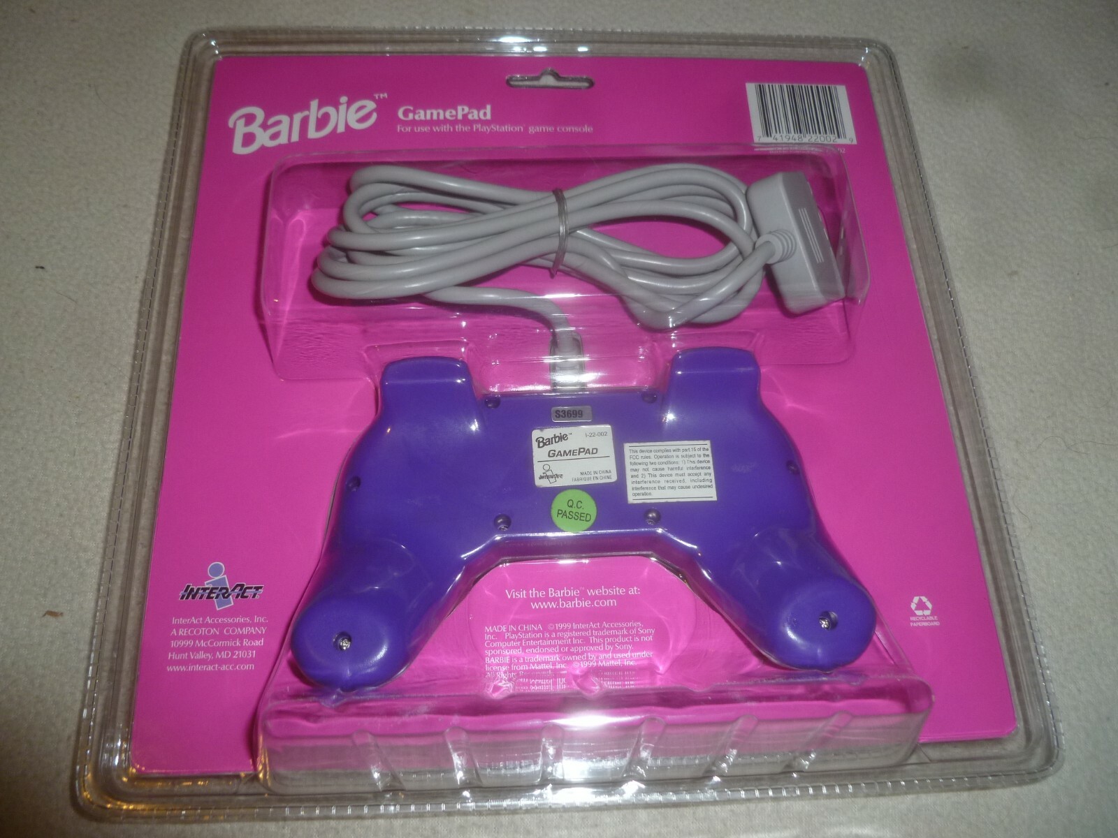 NEW PS1 SONY PLAYSTATION CONTROLLER BARBIE DOLL W MINI CONSOLE & CONTROLLERS PS2