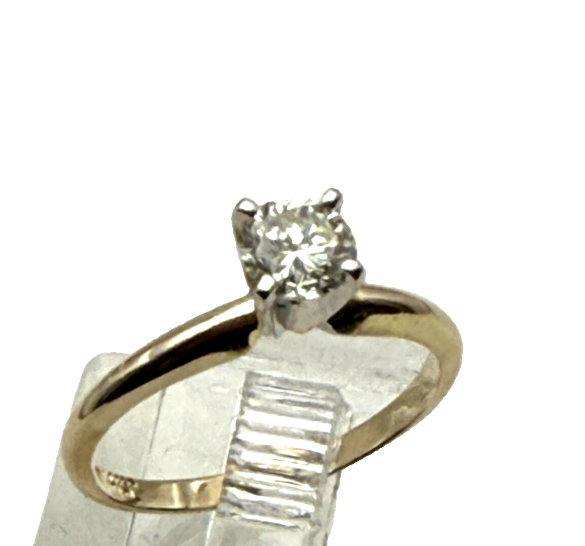new 14ky g solitaire rnd cut .51ct dia eng ring SI2/J sz6 $1295 #307 24 hr. ship
