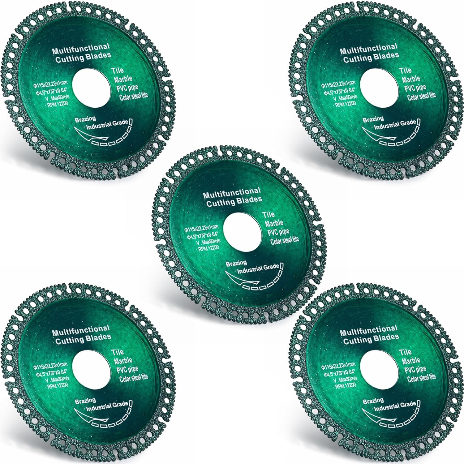 ?5 Pack 4.5 Inch Indestructible Disc for Grinder 5.0 Green (115mm)