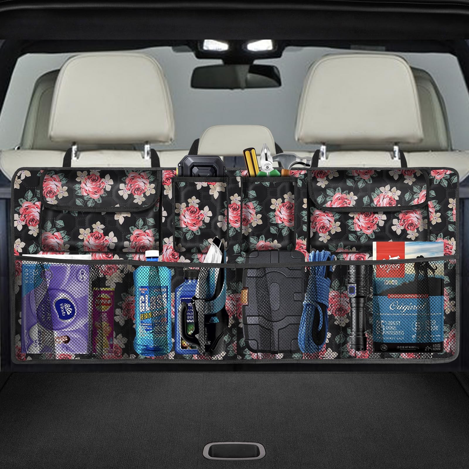 Car Trunk Organizer, Super Capacity Backseat Organizer for Floral