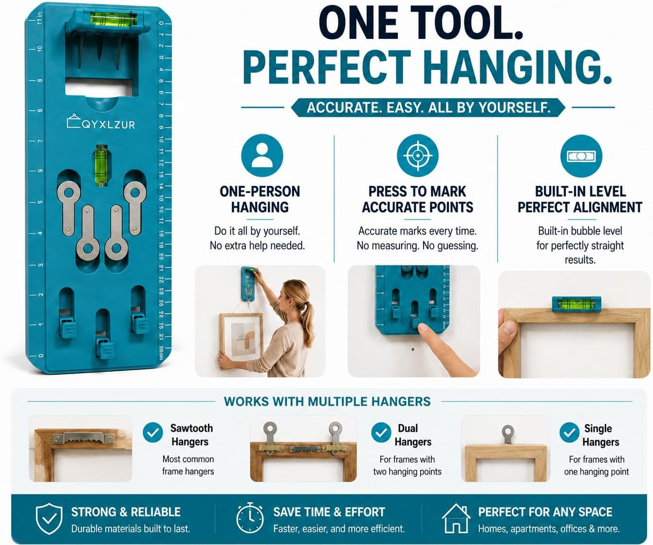 Professional Picture Hanging Tool for Easy One-Person Frame Setup