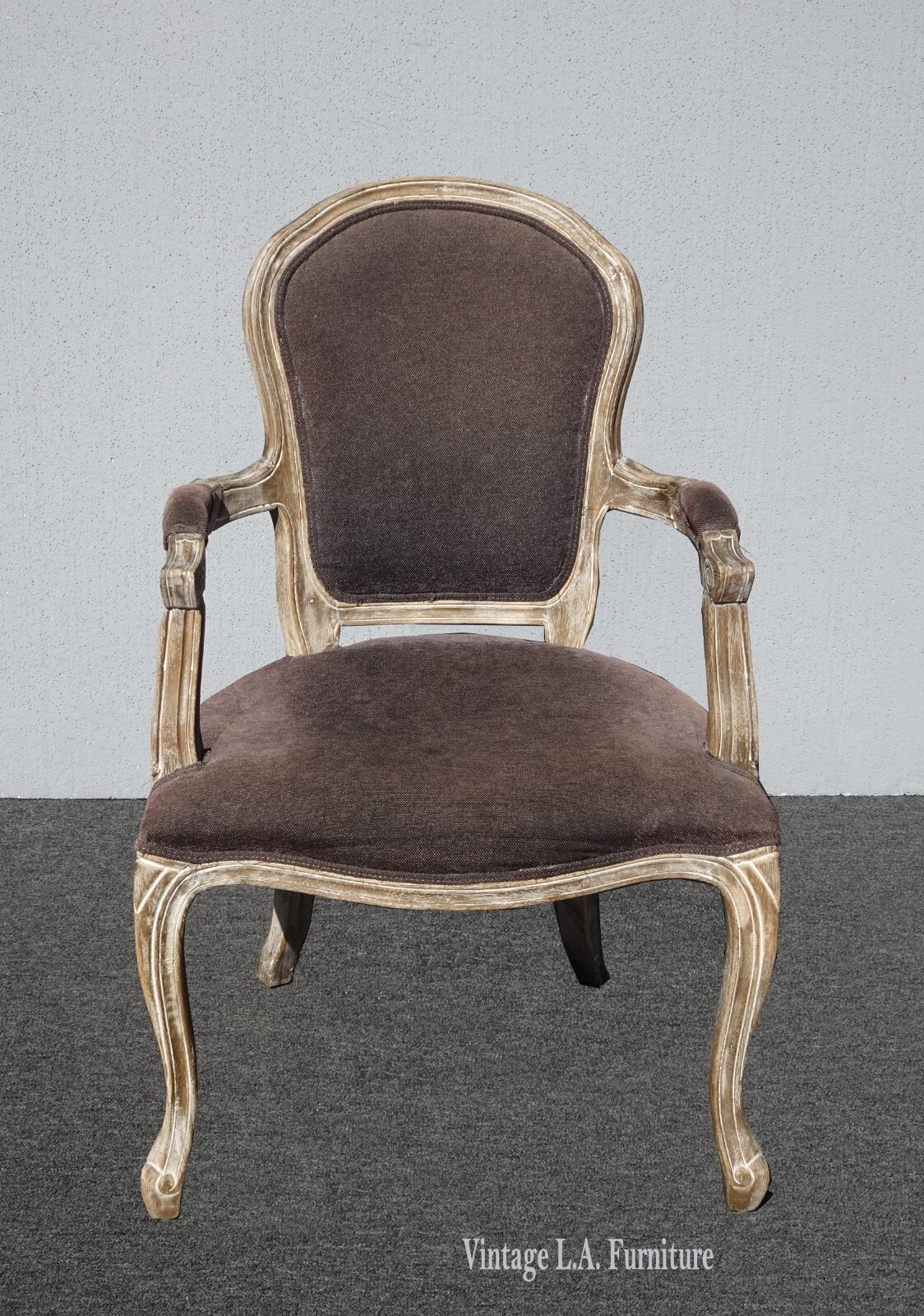 Vintage Restoration Style French Side Chair w Brown Velvet