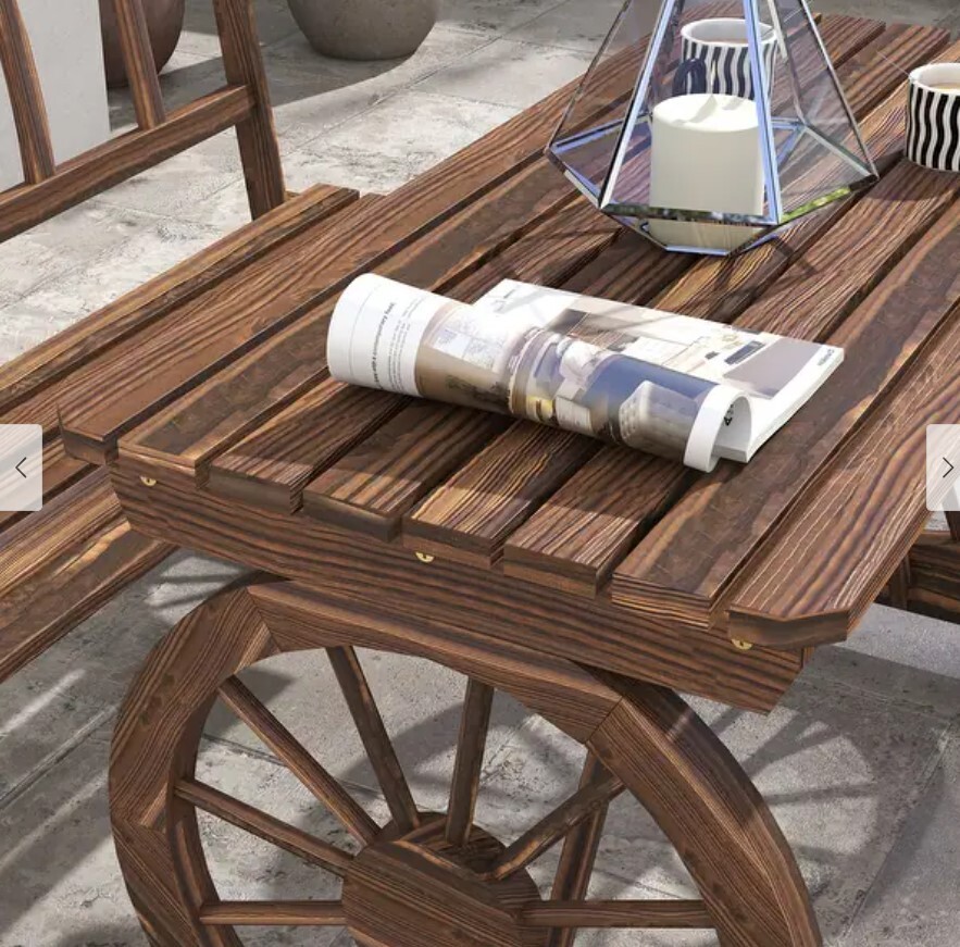 Wooden Patio Table and Chairs 3 Pieces All Weather Outdoor Dining Furniture Set