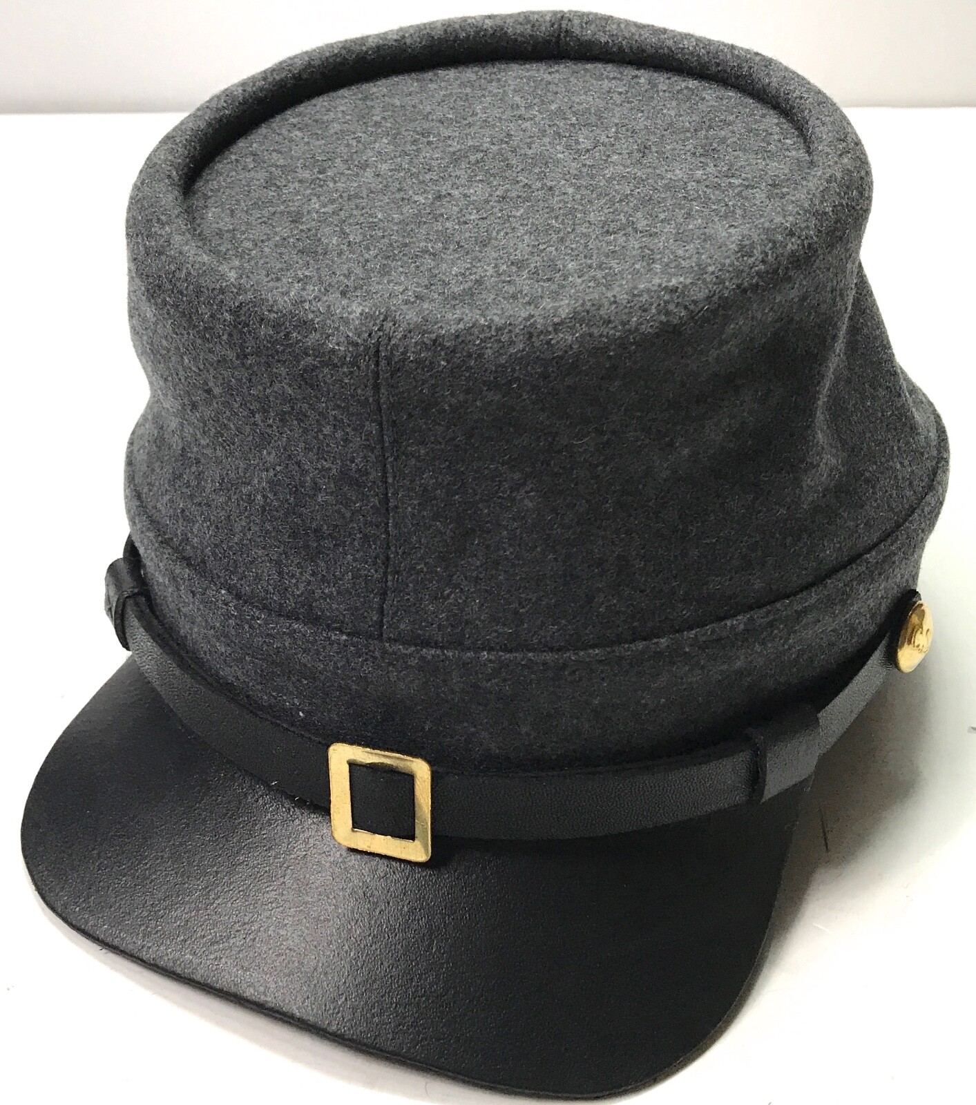 CIVIL WAR CSA CONFEDERATE INFANTRY DARK GREY WOOL KEPI FORAGE CAP HAT-XLARGE