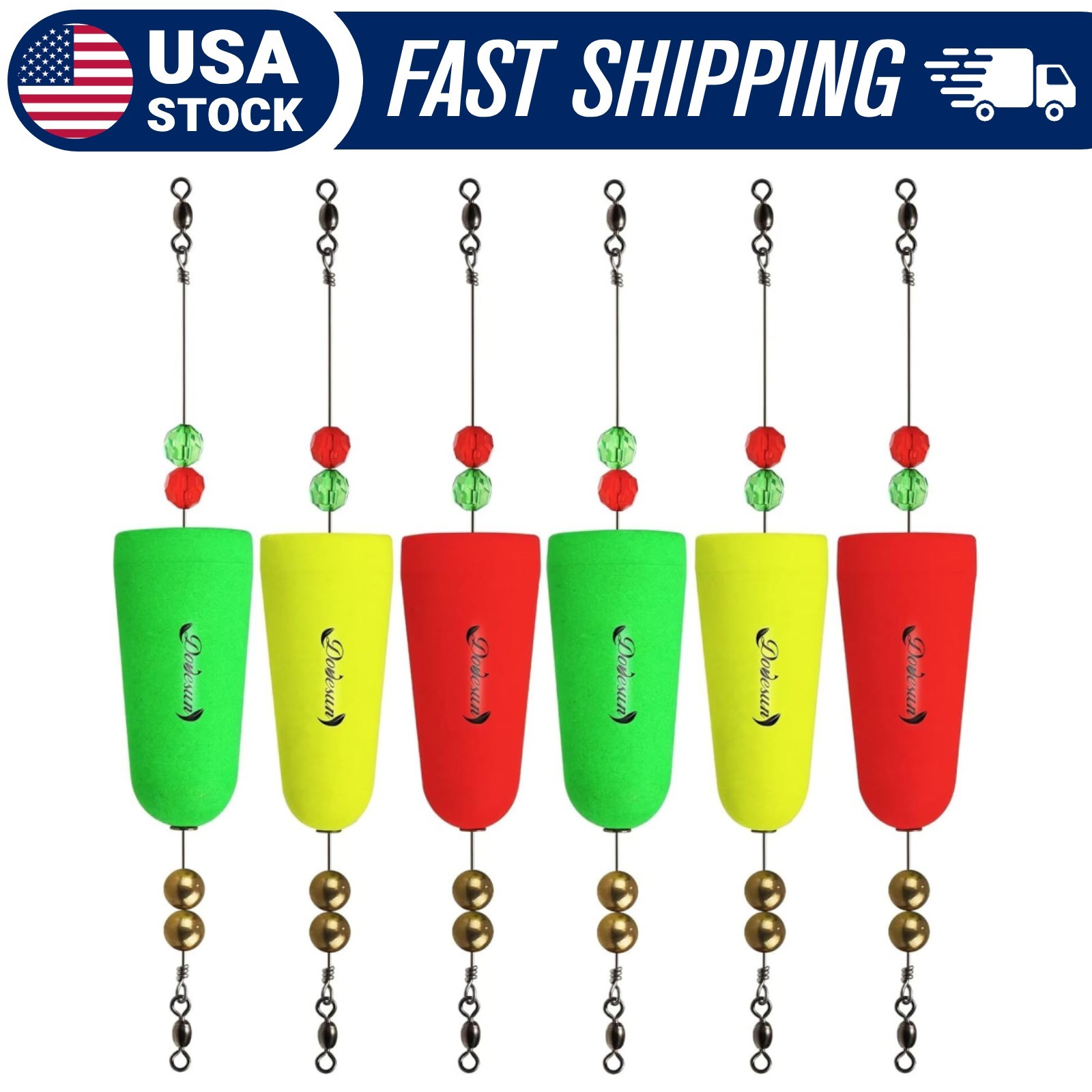 Dovesun 6PCS Fishing Bobbers Popping Cork Flexible Wire Weighted Fishing Floats