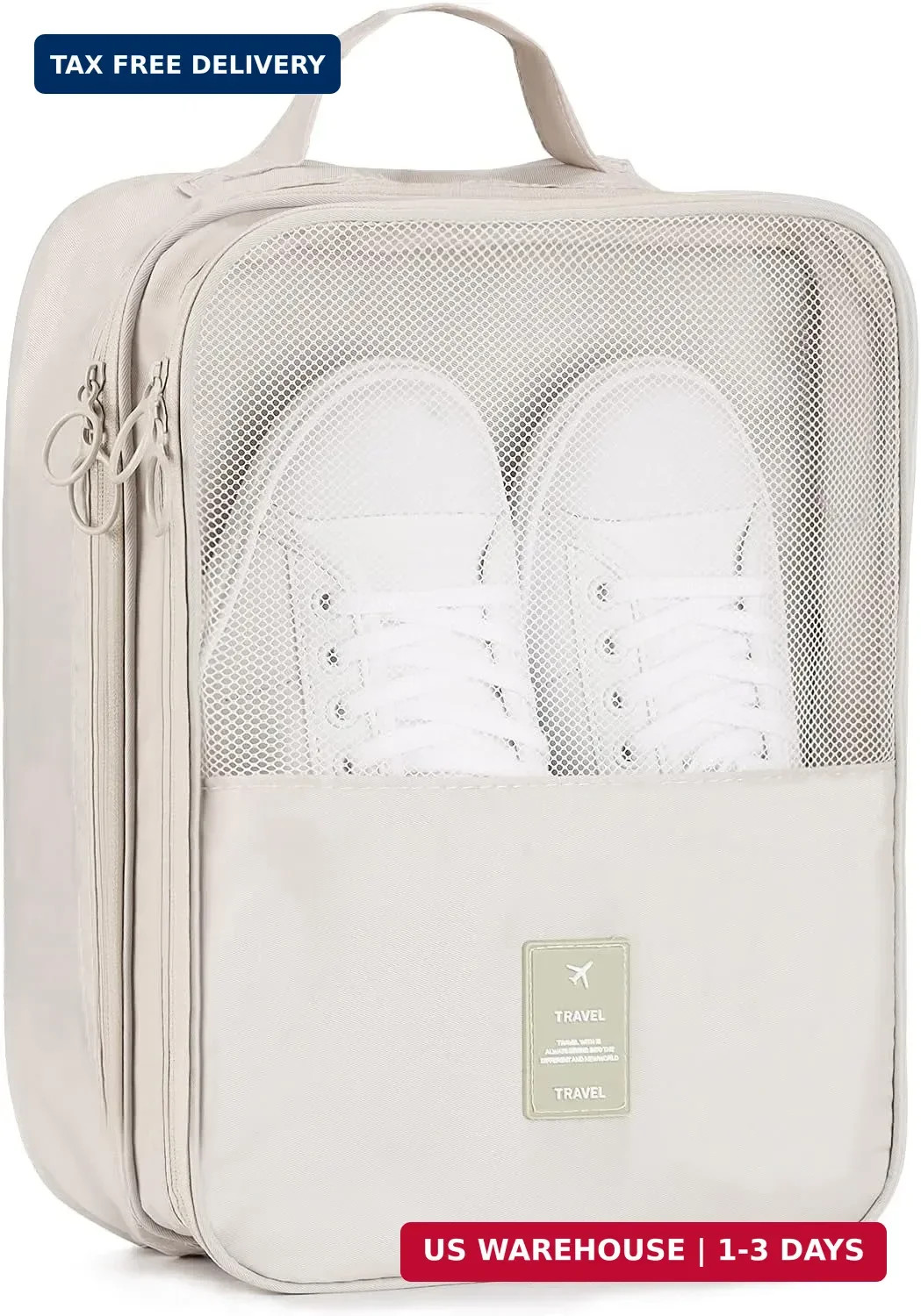 Travel Shoe Bag Holds 3 Pair of Shoes, Hezelf Shoe Storage Pouch for Travel and
