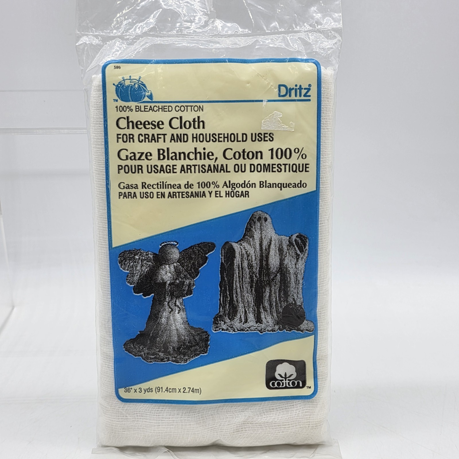 Dritz 100% Bleached Cotton Cheese Cloth USA 3 SQ Yards  36" X 3 Sealed 1999