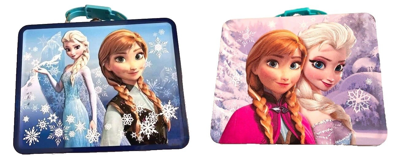 Lot of 2 DISNEY FROZEN LUNCH BOXES retired TBC Elsa Anna