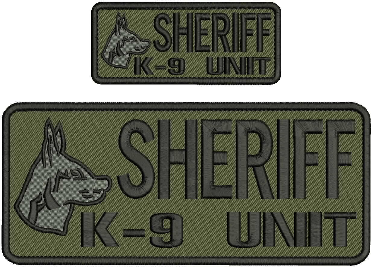 Sheriff K-9 UNIT EMB Patch 4X10 AND 2X5 Hook ON BACK  BLACK ON RANGER