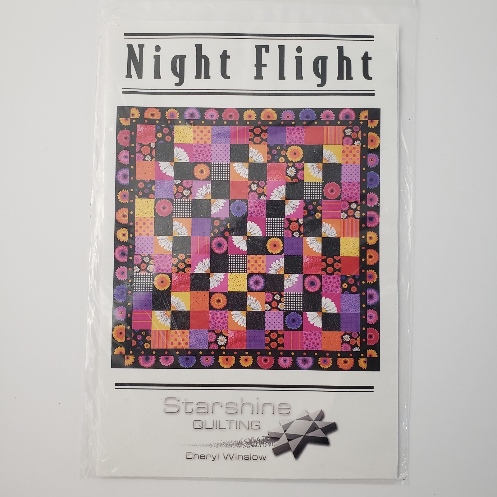 Starshine Quilting Pattern Night Flight 56"×56" bright block Pieced Fussy Cut