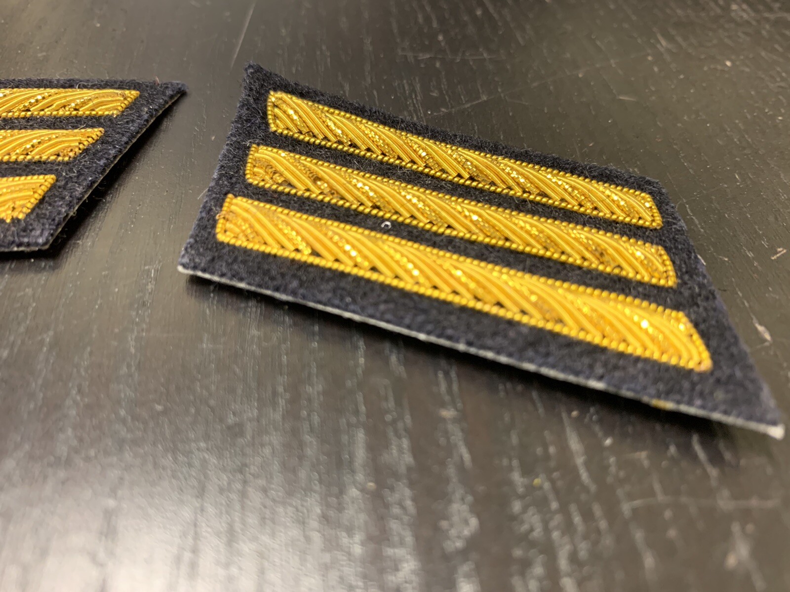 CSA Gold Embroidered Captains Bars - DARK BLUE Background Pair - NEW