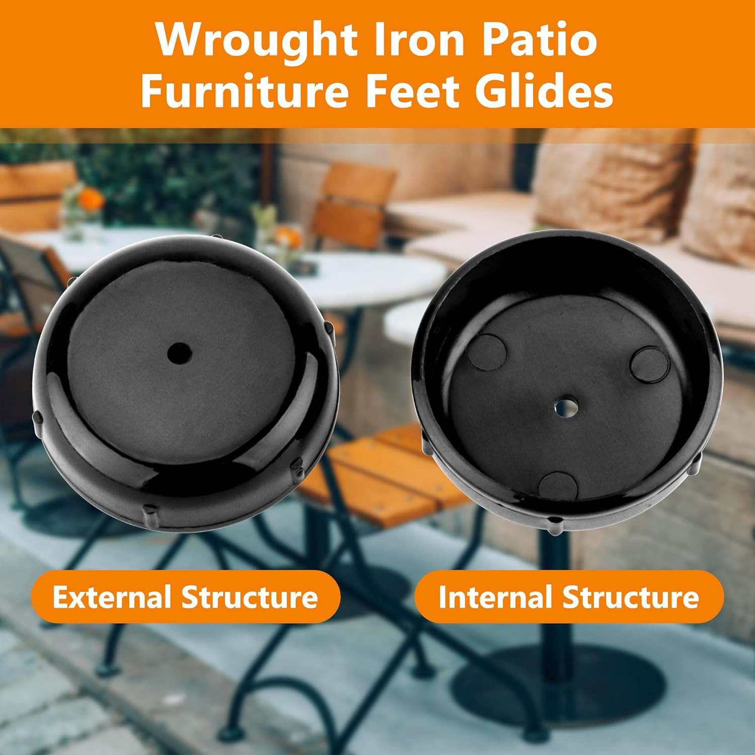 24-Pack Wrought Iron Patio Furniture Feet Caps 1-1/2 Inch round Plastic Outdoor