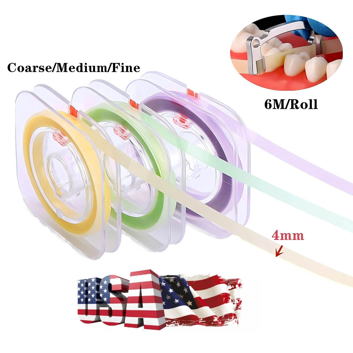 Dental Polishing Strips Composite Sanding Finishing Abrasive Strips 6m/roll