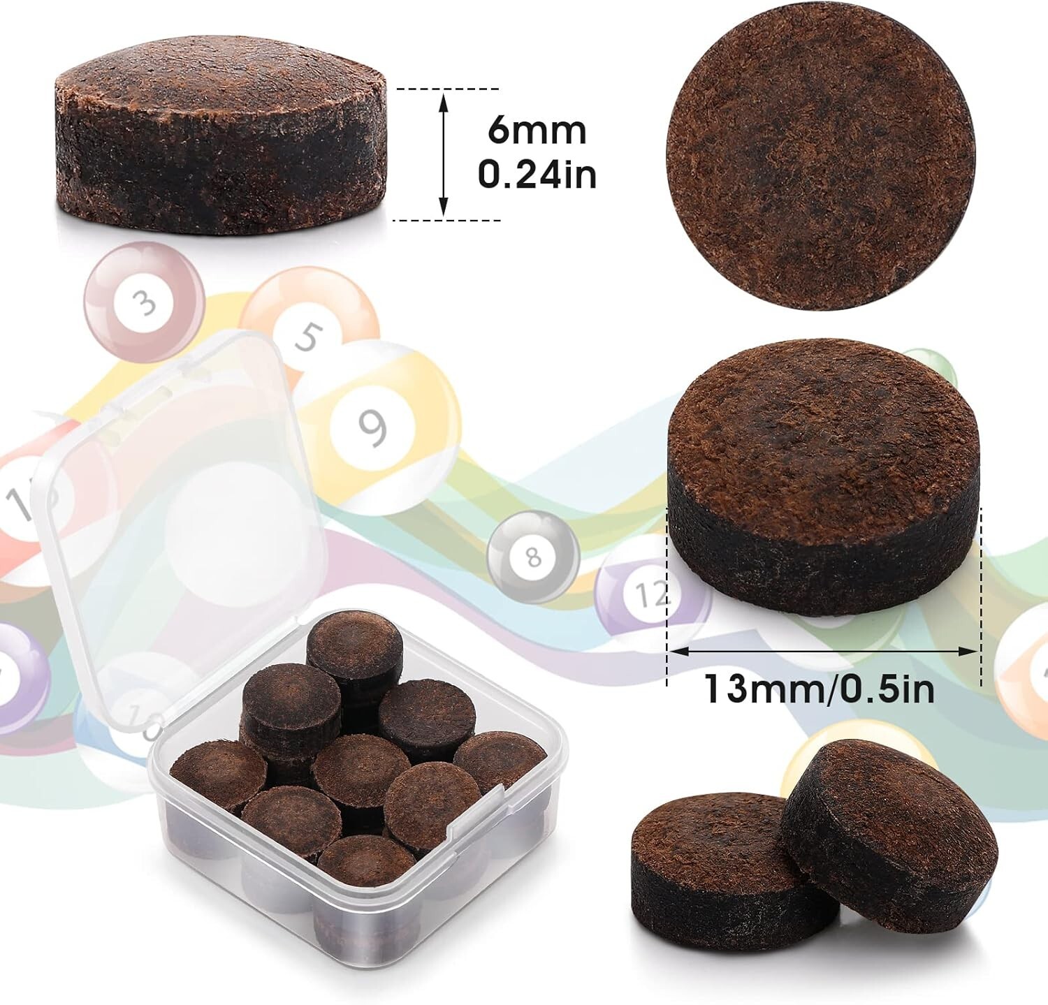20PSC Pool Cue Tips 13Mm Billiard Pool Stick Tips Pool Cue Tips Replacement Kit