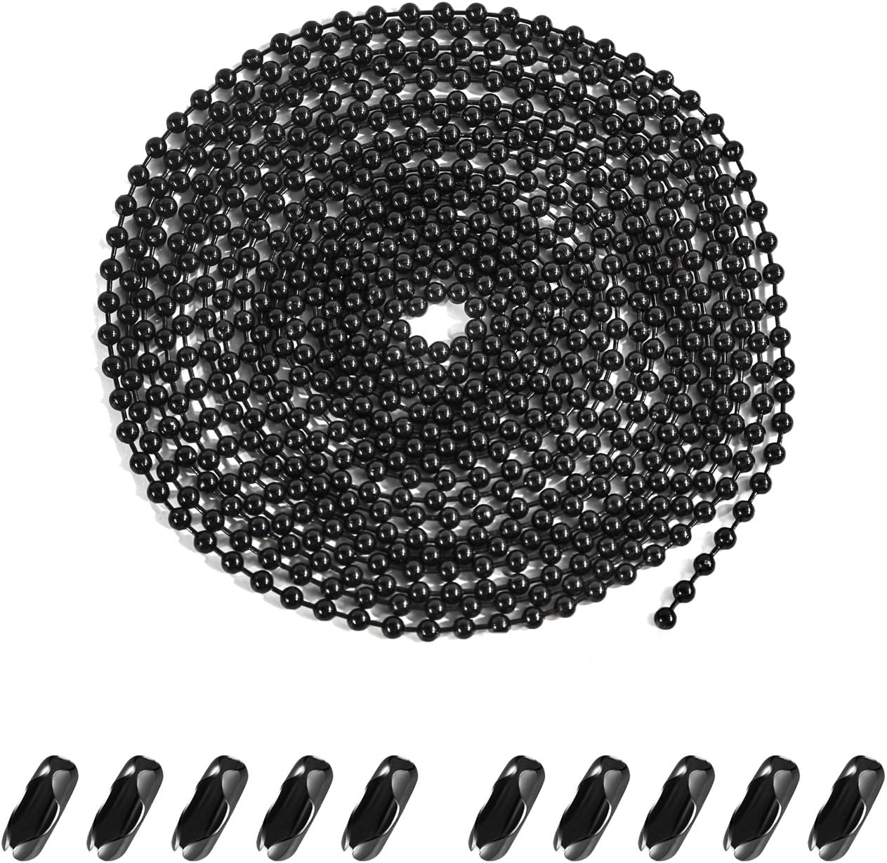 Black Ceiling Fan Pull Chain, 120" Extra Long Rust Proof 3Mm Beaded Ball Light P