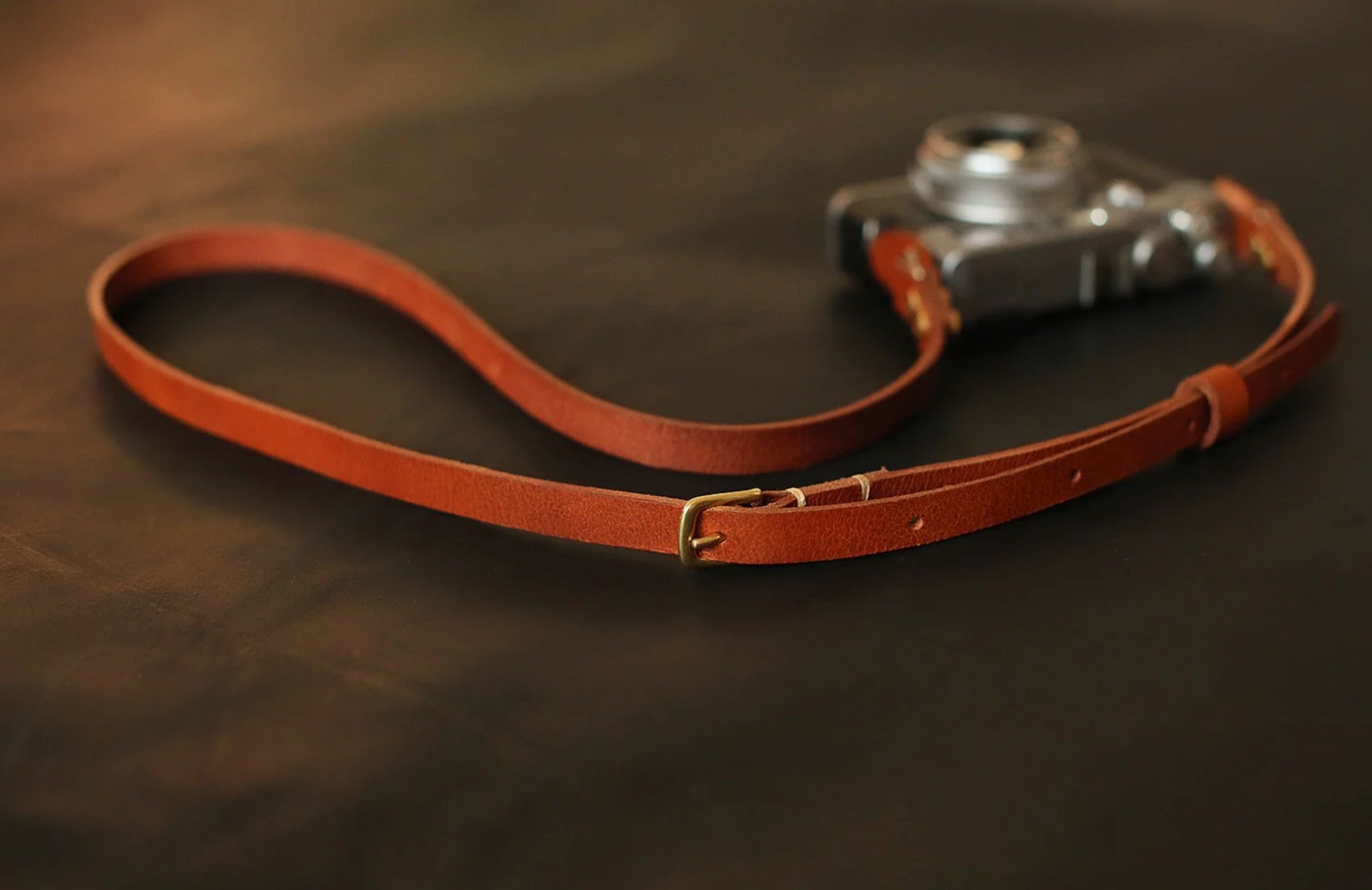Handmade Brown Leather Camera Strap – Full-Grain Adjustable Vintage Neck Strap